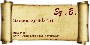 Szepessy Béni névjegykártya